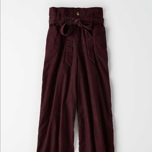 High Waisted Corduroy Paperbag Wide Leg Pant